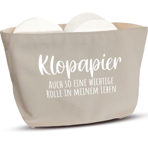 COZYINT Witzige Toilettenpapier Aufbewahrung Grau | Platzsparende Klopapier Aufbewahrung als Geschenk oder Geschenkidee Toilette/Klo | Bad Deko | Toilettenpapierhalter Korb (Grau (Innen Beige))