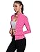 ZHENWEI Workout Jackets for Woman Zip Up Athletic Long Sleeve Tops Fitted Gym Outfits with Thumb Holes (Pink Leopard, XS)
