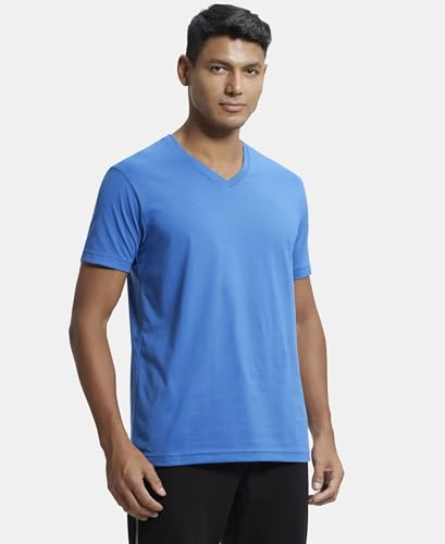 Image of Jockey 2726 Men's Super Combed Cotton Rich Solid V Neck Half Sleeve T-Shirt
