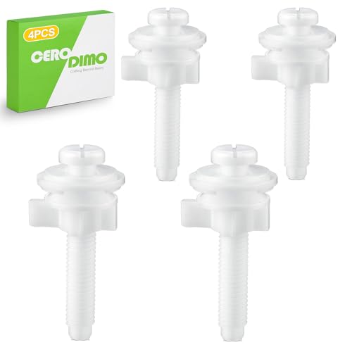 4 Pcs Toilet Seat Screws Replacement Kit, Universal White Plastic, Hinge Bolts with Nuts &amp; Washers, Top Mount Toilet Seat Hardware, Lid Fastener, Tightening Part Set
