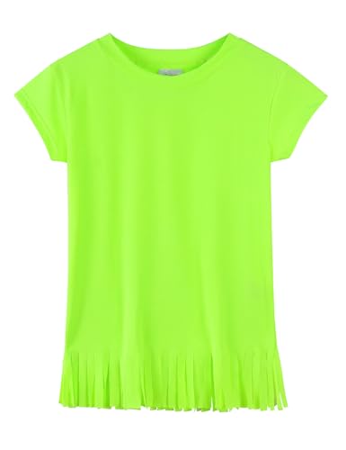 Noomelfish Girls Short Sleeve Fringe T-Shirts Soft Jersey Cotton Tee Tops (3-12 Years)