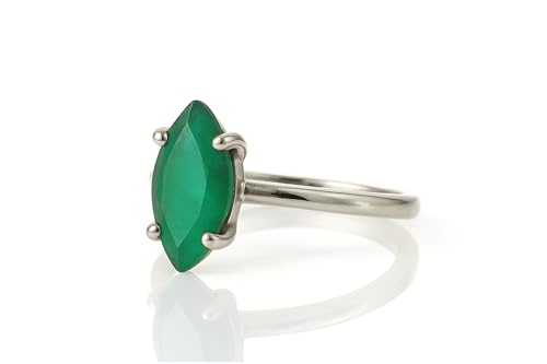 Bague en onyx vert de mai avec boîte cadeau, le présent idéal pour femme.