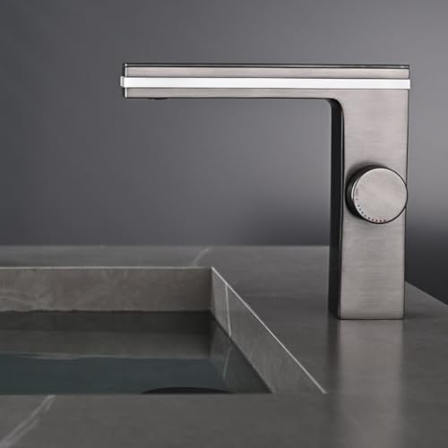 Robinet de lavabo LED avec affichage digital de température noir mat - 4