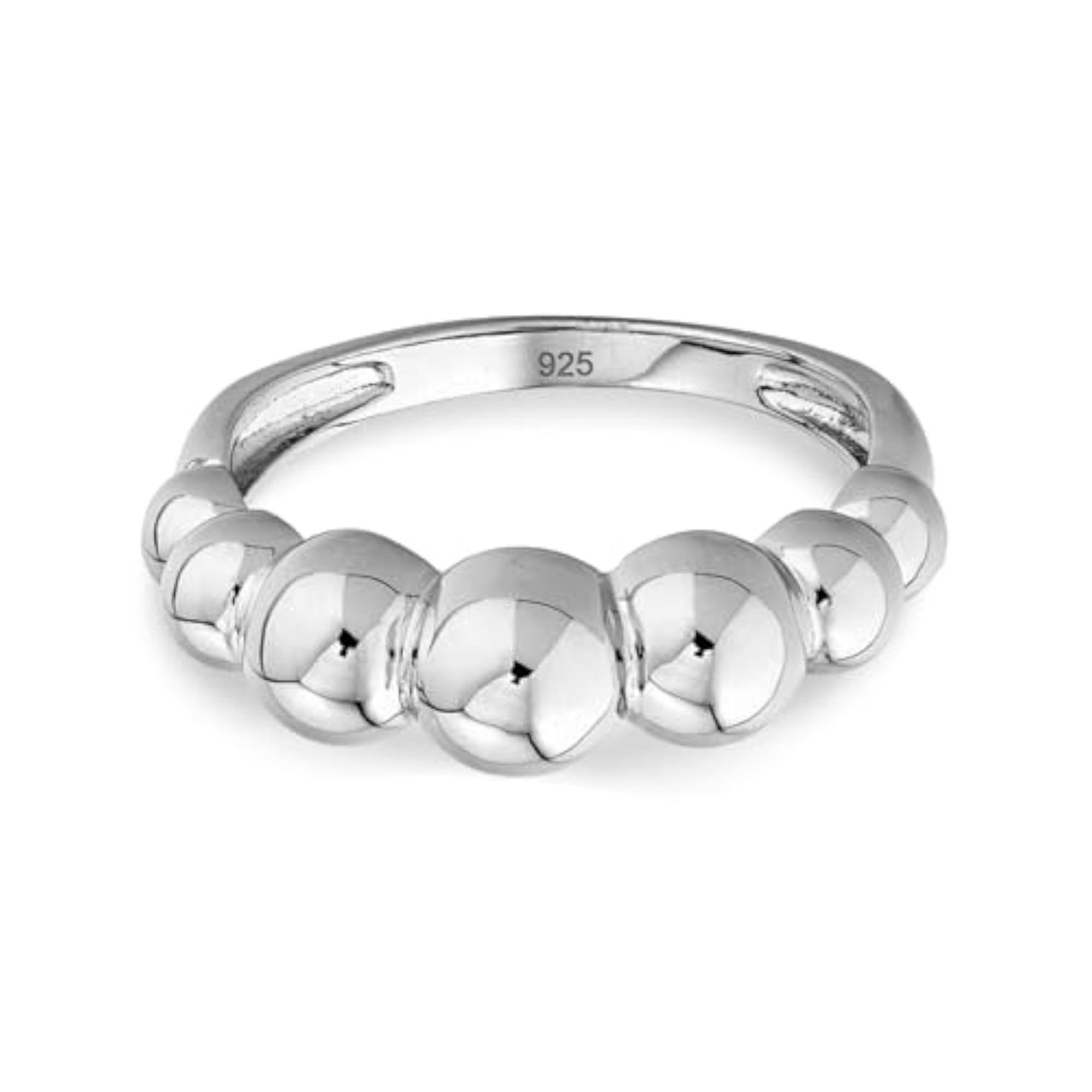 Women's 925 Sterling Silver Bead Band Ring, Eternity Style