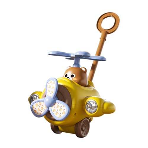 Garende Cartoon Toy Trolley Hand Push Toy Infant Push Walker Toddlers Learning Stroller for Toddlers, Yellow