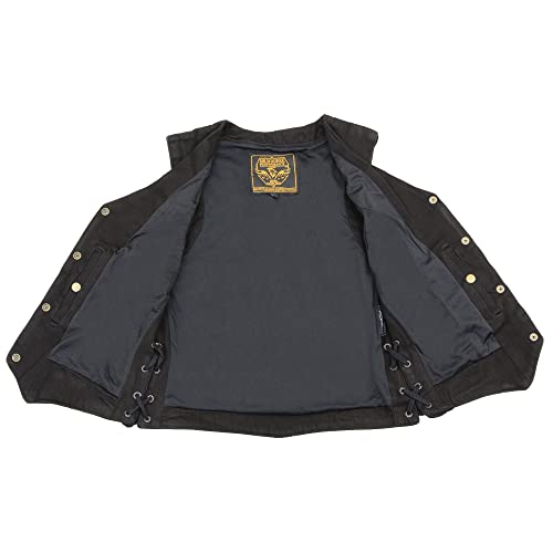 Ladies Side Lace 3 Snap Front Denim Vest (BLACK, L)2