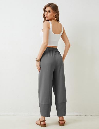 Image of Himosyber Women Cotton Pants Wide Leg Pants Casual Loose Baggy Elastic Waist Beach Palazzo Harem Pants