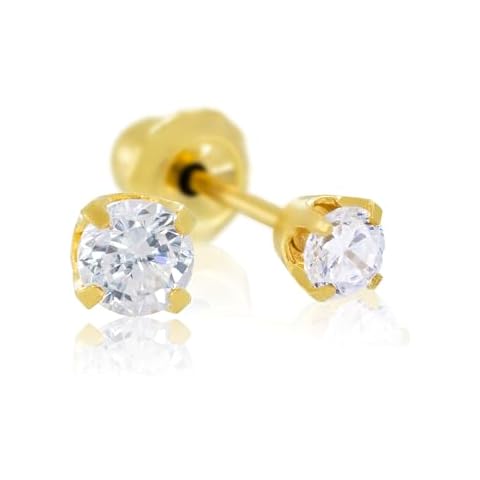 Inverness Home Ear Piercing Kit 5mm White CZ 24K Gold Plated Stainless Steel Cover