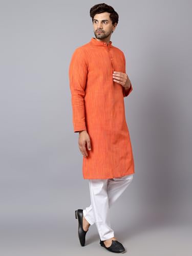 Image of LATEST CHIKAN Men's Cotton Long Kurta Full Sleeves - Casual Ethnic Wear