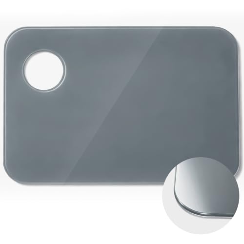 Nuanchu 8 x 12 Inch Handy Rectangle Neutral Grey Tempered Glass Palette for Oil Painting Artist Paint Palette Scratch Resistant Clean for DIY Color Mixing