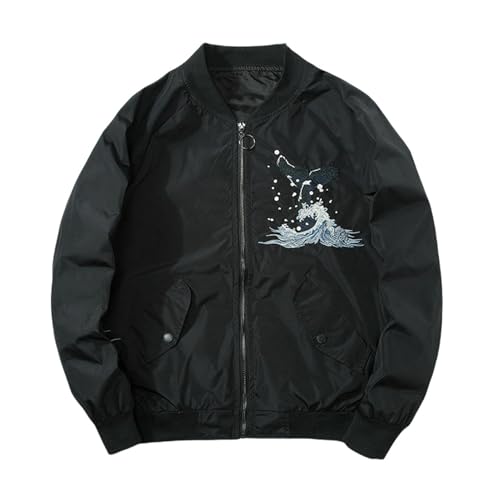 Veste de baseball brodée homme style japonais vintage coupe ample confortable