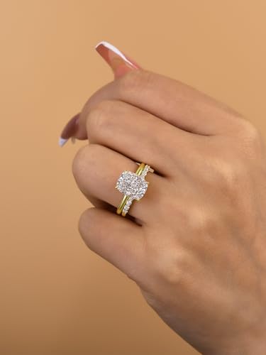 3.5CT Cushion Cut Engagement Ring Set, S925 Silver Bridal Ring Set with Open Wedding band3