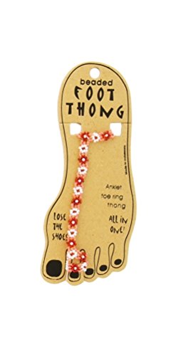 Beachcombers Coastal Life Beaded Foot Thong Anklet (Flower - Red)