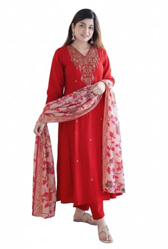 KLOSIA Women Embroidery Kurta and Pant Set with Dupataa