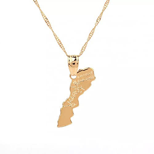 MZMZFFL Collar con Colgante Mapa Marruecos Color Oro, Masculino y Femenino, bisuteria Mapa