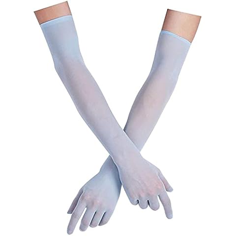 ZUYPSK Women's Men's Seamless Gloves Cuff Sleeves Elastic Tights Nylon Transparent Elbow Long for Wedding Evening Party Cocktail Ball Accessories, blue, One size Cover
