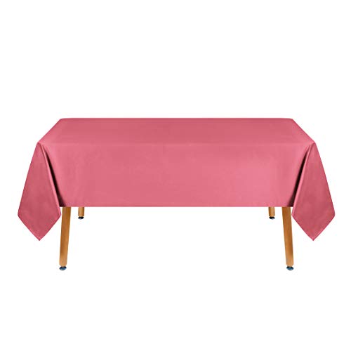 Image of Obstal 210GSM Rectangle Table Cloth, Coral Red, 60 x 102 Inch | Water Resistance Microfiber Tablecloth, Decorative Fabric Table Cover for Outdoor and Indoor Use
