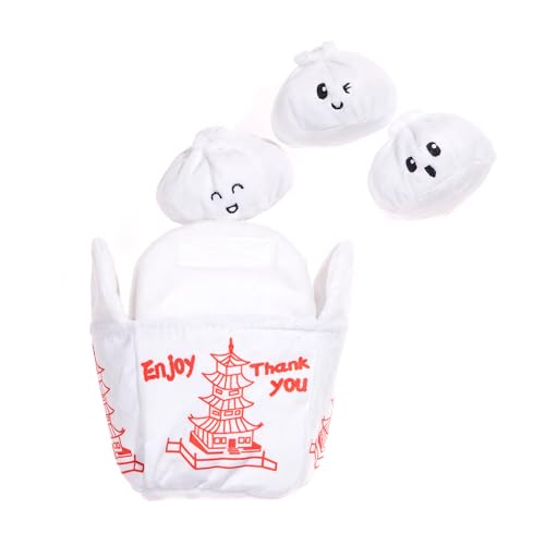 Barkbox Dog Toy 2 in 1 Interactive, Plush Exterior Material & Squeaker, Tearable Dog Toy with Squeaky Ball Inside, Ideal for Toy Destroyers - Andi's Dumpling, Small