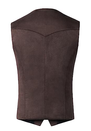 Men's Suede Leather Vest Vintage Cowboy Style Sleeveless Jacket Slim Fit Wedding Waistcoats4