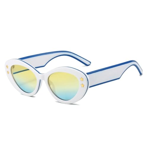 Lunettes de soleil ovales œil de chat vintage UV400 avec monture PC légère et verres dégradés
