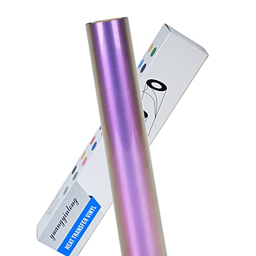 Image of guangyintong Chameleon Heat Transfer Vinyl HTV Rolls, 12 inch x 8ft Purple to Brown Iron on Vinyl for T-Shirts, Changing Color HTV Vinyl for All Cutter Machines Easy to Cut & Weed for HTV DIY Design