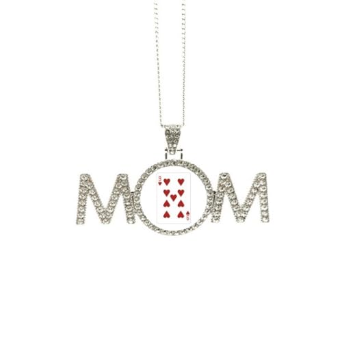 Collier cœur et 9 cartes à jouer en argent pour la fête des mères