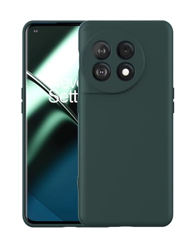 Image of DIZORO Compatible with Oneplus 11 5G Back Cover with Upgraded Square Edges for Camera Protection Shockproof Flexible Matte Liquid Silicone Mobile Phone Case (Forest Green)