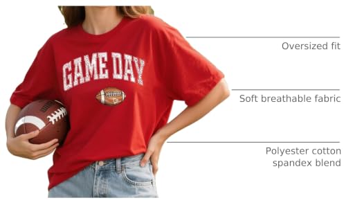 Image of Game Day Shirt Women Football Mom T-Shirt Bow Tshirt | Causal Short Sleeve Tee Tops Sunday Funday Graphic T Shirt