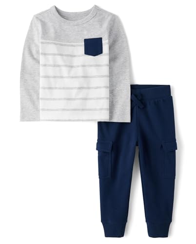 Image of The Children's Place Baby Boys' And Toddler Long Sleeve Shirt and Pants 2-piece