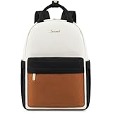 LOVEVOOK Mini Fashion Backpack for Women, Cute Small Backpack, Light Weight Daypack for Work Travel, Black & Beige & Brown, 5L, 11inch