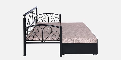 Image of 3 Seater Metal Sofa Cum Bed with Hydraulic Storage | Sofa Set for Living Room, Bedroom, Guest Room| Single Size Convertible Sofa Bed | Comfortable Seating Sofa Multi & Black
