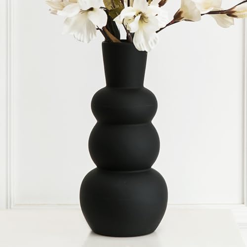 Black Ceramic Vase, Modern Matte Clay