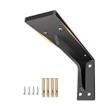 AILEWE 棚受け金具 頑丈 耐荷重200kg 厚さ2.2mm 幅さ47mm 長さ140mm,l字アングル スチール製 防水 防錆,壁 金具 l型 幅広 DIY 省スペース,ネジ付き 2本セット (黒, 140mm)