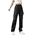 betible Cargo Pants Women High Waisted Wide Leg Baggy Pants Hiking Streetwear Fashion Outfits with Multiple Pockets Black