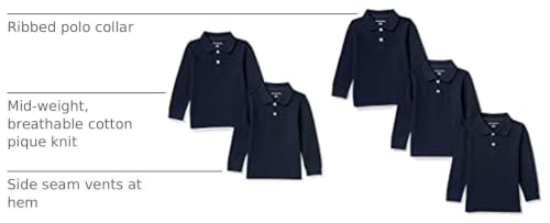 Image of Amazon Essentials Boys and Toddlers' Uniform Long Sleeve Pique Polo Shirt for School Uniform