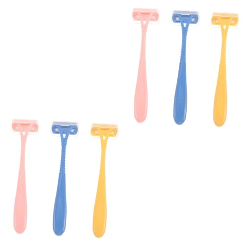 BATHVEVE 6 Piezas Maquinilla de Afeitar Manual para Mujeres Rosa Amarillo y Azul para Axilas y Piernas Suave y sin Irritación de