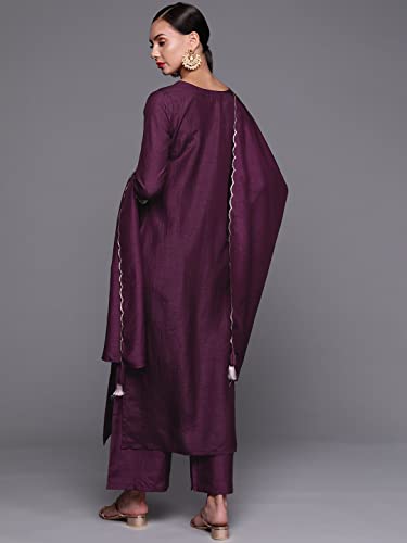 Image of INDO ERA Women's Polyester Solid Straight Kurta Palazzo With Dupatta Set(IE26KH9PK1836)
