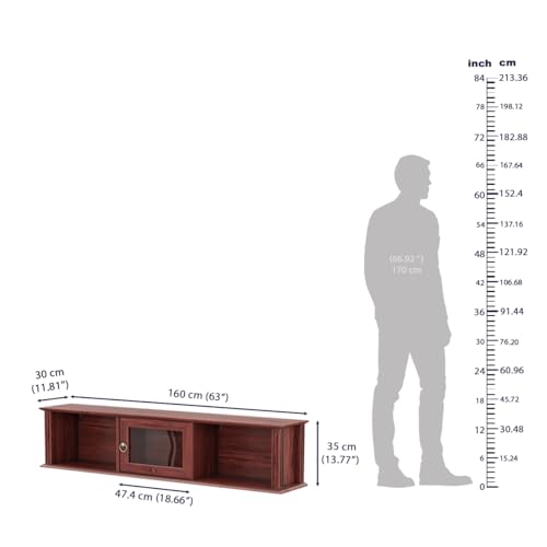 Image of Wakefit Kumen Teak Wood wall Mounted Display Unit - Ambrosia Teak