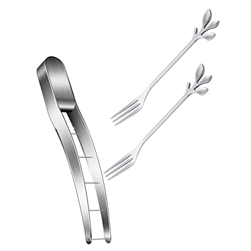 Unomor 1Set Multipurpose Watermelon Cutter Fruit Slicer with Leaf Forks Easy Cutting Tool for Home Outdoor Use for Serving Watermelon Cubes at Parties
