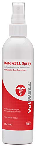 KetoWELL Chlorhexidine & Ketoconazole Antiseptic Medicated Spray for Dogs & Cats - Hot Spot Treatment, Ringworm, Yeast, Fungal Infections, Acne - Aloe & Vitamin E - 8 oz