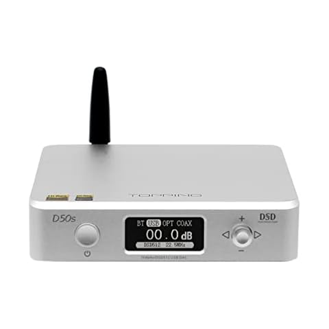 TOPPING D50s USB DAC 2xES9038Q2M XMOS XU208 32Bit/768KHz Bluetooth 5.0/USB/Optical/Coaxial Input Stereo Audio Desktop Decoder DA Converters(Silver) Cover