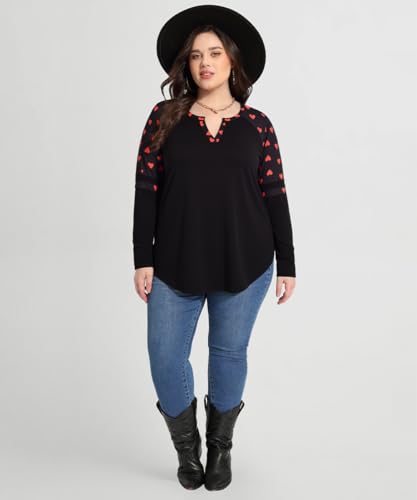 Image of CARCOS Plus Size Tops for Women Long Sleeve Fall Tunic Color Block Camo /Plaid /Leopard /Fall Blouse Crewneck Tshirt XL-5XL