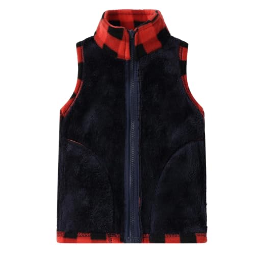 Image of LittleSpring Kids Fleece Vest with Fur Lined Zip Up Warm Thickening Winter Sleeveless Jacket