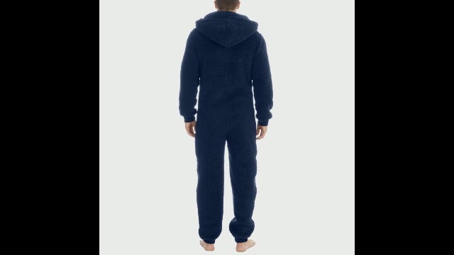 Combinaison Polaire Double Face Pour Homme - Douillette, Avec Capuche Et Cordon De Serrage - Pour La Maison, Décontracté