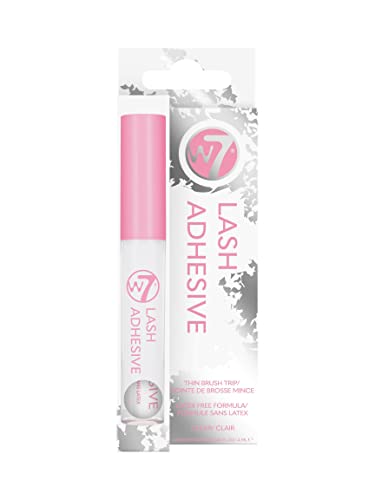 W7 Clear Lash Adhesive - Extra Fine Brush Tip Applicator - Strong Fast Drying False Eyelash Glue