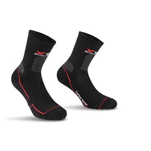 Calcetines de moto para motociclista técnicas deportivas de verano ligeras cortas grises y naranjas calcetín carbon XT 12 XTECH talla 43-46