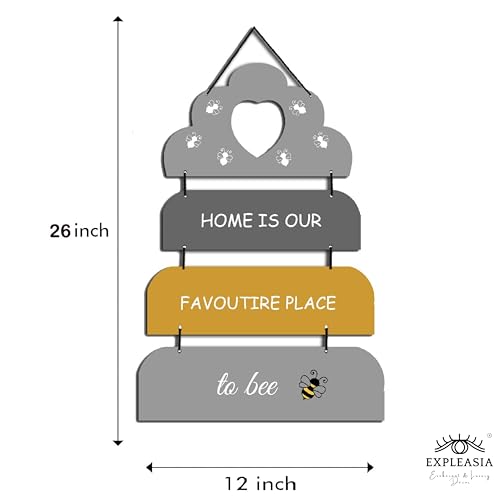 Image of EXPLEASIA Decorative Wall Hanging Wooden Decoration Item for Home Office Living Room Bedroom Decoration Items Home Decor Gift Items (Home is our)