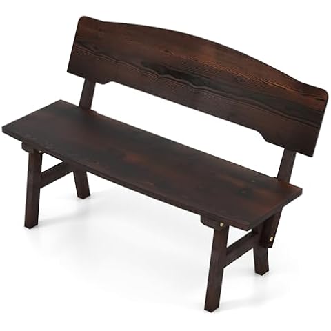 COSTWAY 2-Seater Carbonized Spruce Garden Bench Cover