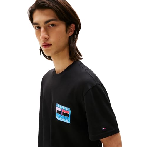 Tommy Jeans Men's Short Sleeve Cotton T-Shirts with Blurred Printed Flag Graphic2