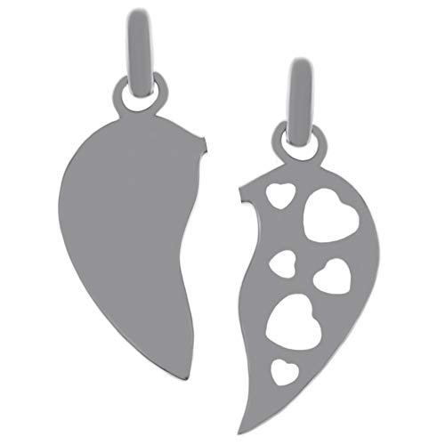 Pendentif Coeur sécable en Argent 925 rhodié - Mixte - Neuf